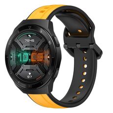 Per Huawei Watch GT 2E 22mm Convex Loop Cinturino in silicone bicolore (giallo + nero)