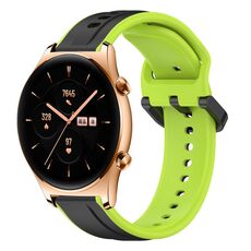 Per Honor Watch GS 3 22mm Convex Loop Cinturino in silicone bicolore (nero + lime)