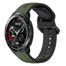 Per Honor Watch GS Pro 22mm Convex Loop Cinturino in silicone bicolore (verde scuro + nero)