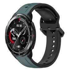 For Honor Watch GS Pro 22mm Convex Loop Cinturino in silicone bicolore (verde oliva + nero)