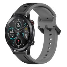 Per Honor Magic Watch 2 46mm 22mm Convex Loop Cinturino in silicone bicolore (nero + grigio)