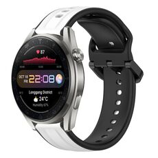 Per Huawei Watch 3 Pro Nuovo cinturino in silicone bicolore con anello convesso da 22 mm (bianco + nero)