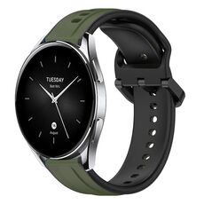 Per Xiaomi Watch S2 42mm 22mm Convex Loop Cinturino in silicone bicolore (verde scuro + nero)