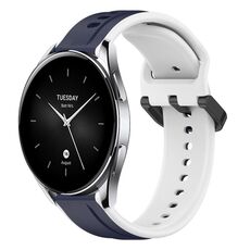 Per Xiaomi Watch S2 42mm 22mm Convex Loop Cinturino in silicone bicolore (blu notte + bianco)