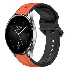 Per Xiaomi Watch S2 46mm 22mm Convex Loop Cinturino in silicone bicolore (arancione + nero)