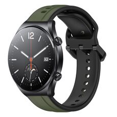 Per Xiaomi MI Watch S1 22mm Convex Loop Cinturino in silicone bicolore (verde scuro + nero)