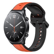 Per Xiaomi MI Watch S1 22mm Convex Loop Cinturino in silicone bicolore (arancione + nero)