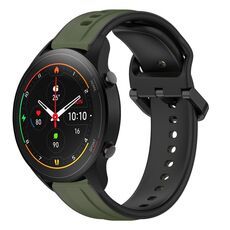 Per Xiaomi MI Watch S1 Pro 22mm Convex Loop Cinturino in silicone bicolore (verde scuro + nero)