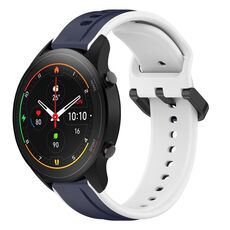 Per Xiaomi MI Watch S1 Pro 22mm Convex Loop Cinturino in silicone bicolore (blu notte + bianco)