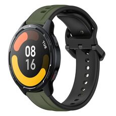 Per Xiaomi Watch S1 Active 22mm Convex Loop Cinturino in silicone bicolore (verde scuro + nero)