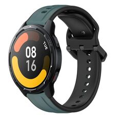 Per Xiaomi Watch S1 Active 22mm Convex Loop Cinturino in silicone bicolore (verde oliva + nero)