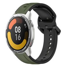 Per Xiaomi MI Watch Color 2 22mm Convex Loop Cinturino in silicone bicolore (verde scuro + nero)