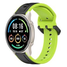 Per Xiaomi MI Watch Sport 22mm Convex Loop Cinturino in silicone bicolore (nero + lime)