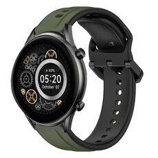 Per Xiaomi Haylou RT2 LS10 22mm Convex Loop Cinturino in silicone bicolore (verde scuro + nero)
