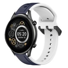Per Xiaomi Haylou RT2 LS10 22mm Convex Loop Cinturino in silicone bicolore (blu notte + bianco)