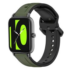 Per Xiaomi Haylou RS4 LS12 22mm Convex Loop Cinturino in silicone bicolore (verde scuro + nero)