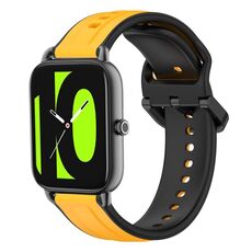 Per Xiaomi Haylou RS4 LS12 22mm Convex Loop Cinturino in silicone bicolore (giallo + nero)