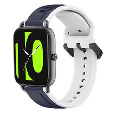 Per Xiaomi Haylou RS4 LS12 22mm Convex Loop Cinturino in silicone bicolore (blu notte + bianco)