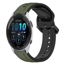 Per Garmin Forerunner 265 22mm Convex Loop Cinturino in silicone bicolore (verde scuro + nero)