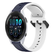 Per Garmin Forerunner 265 22mm Convex Loop Cinturino in silicone bicolore (blu notte + bianco)