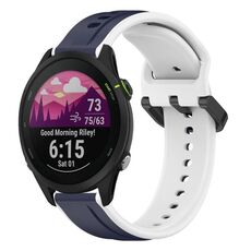 Per Garmin Forerunner 255 22mm Convex Loop Cinturino in silicone bicolore (blu notte + bianco)