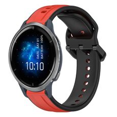 Per Garmin Venu 2 22mm Convex Loop Cinturino in silicone bicolore (rosso + nero)