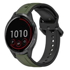 Per Garmin Vivoactive 4 22mm Conex Loop cinturino in silicone bicolore (verde scuro + nero)