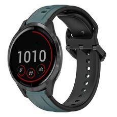 Per cinturino in silicone bicolore con anello convesso da 22 mm Garmin Vivoactive4 (verde oliva + nero)