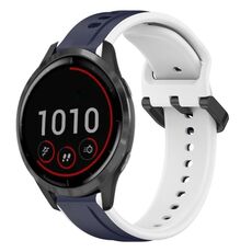 Per Garmin Vivoactive4 22mm Convex Loop Cinturino in silicone bicolore (blu notte + bianco)