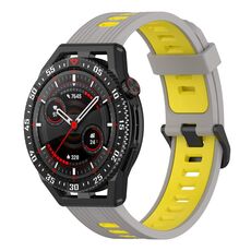 Per Garmin Forerunner 265 Cinturino in silicone bicolore verticale da 22 mm (grigio + giallo)