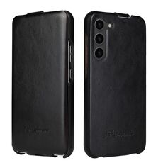Per Samsung Galaxy S23 + 5G Fierre Shann 64 Custodia per cellulare in pelle PU con vibrazione verticale (nera)