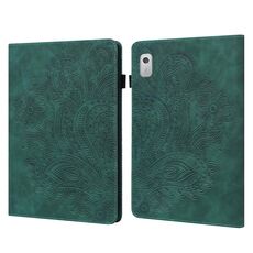 Custodia per tablet in pelle con motivo in rilievo pavone per Lenovo Tab M9 (verde)