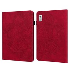 Custodia per tablet in pelle con motivo in rilievo pavone per Lenovo Tab M9 (rosso)