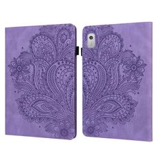 Custodia per tablet in pelle con motivo pavone in rilievo per Lenovo Tab M9 (viola)
