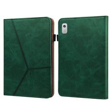 Custodia per tablet in pelle a righe goffrata per Lenovo Tab M9 (verde)