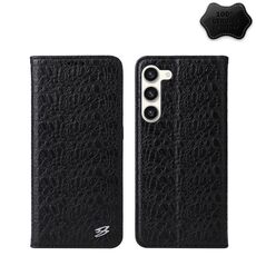 Per Samsung Galaxy S23+ 5G Fierre Shann Crocodile Texture Custodia magnetica in vera pelle per telefono (nero)