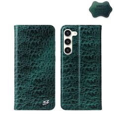Per Samsung Galaxy S23+ 5G Fierre Shann Crocodile Texture Custodia magnetica per telefono in vera pelle (verde)