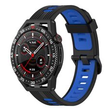 Per Huawei Watch GT 3 SE 22mm Cinturino in silicone a strisce bicolore (nero blu)