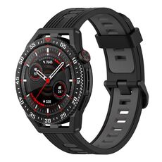 Per Huawei Watch GT 3 SE 22mm Cinturino in silicone a strisce bicolore (nero grigio scuro)