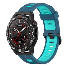 Per Huawei Watch GT 3 SE 22mm Cinturino in silicone a strisce bicolore (blu verde acqua)