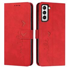 Per Samsung Galaxy S23 5G Skin Feel Custodia per telefono in pelle con motivo a cuore (rosso)