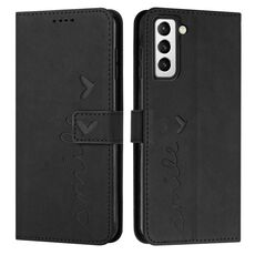 Per Samsung Galaxy S23 + 5G Skin Feel Custodia per telefono in pelle con motivo a cuore (nero)