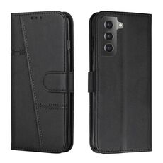 Per Samsung Galaxy S23 5G Custodia per telefono in pelle con fibbia in vitello con cuciture (nero)