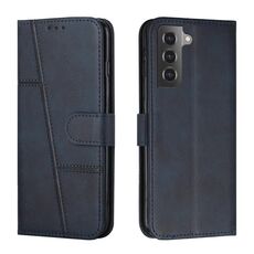 Per Samsung Galaxy S23 + 5G Custodia in pelle con fibbia in vitello con cuciture (blu)