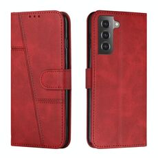 Per Samsung Galaxy S23 + 5G Custodia in pelle con fibbia in vitello con cuciture (rosso)