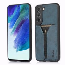 Per Samsung Galaxy S22 5G Denior DV Elastic Card Cover posteriore in PU per telefono (blu)