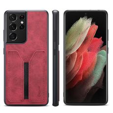 Per Samsung Galaxy S21 Ultra 5G Denior DV Elastic Card Cover posteriore in PU per telefono (rosso)