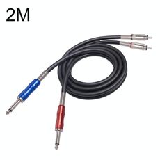3051K63 Cavo audio da doppio RCA maschio a doppio da 6,35 mm da 1/4 di pollice maschio, lunghezza: 2 m