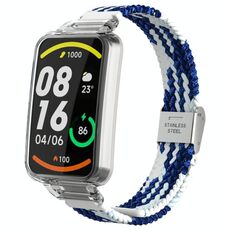Per Xiaomi Mi Band 7 Pro Cinturino integrato con fibbia in nylon intrecciato (bianco blu)