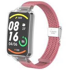 Per Xiaomi Mi Band 7 Pro Cinturino integrato con fibbia in nylon intrecciato (rosa fresco)